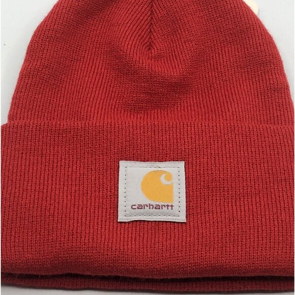 NWT Carhartt A18 Knit Cuffed Beanie Cap 100% Acrylic Hat Made in USA A18-R99 New - Picture 3 of 7